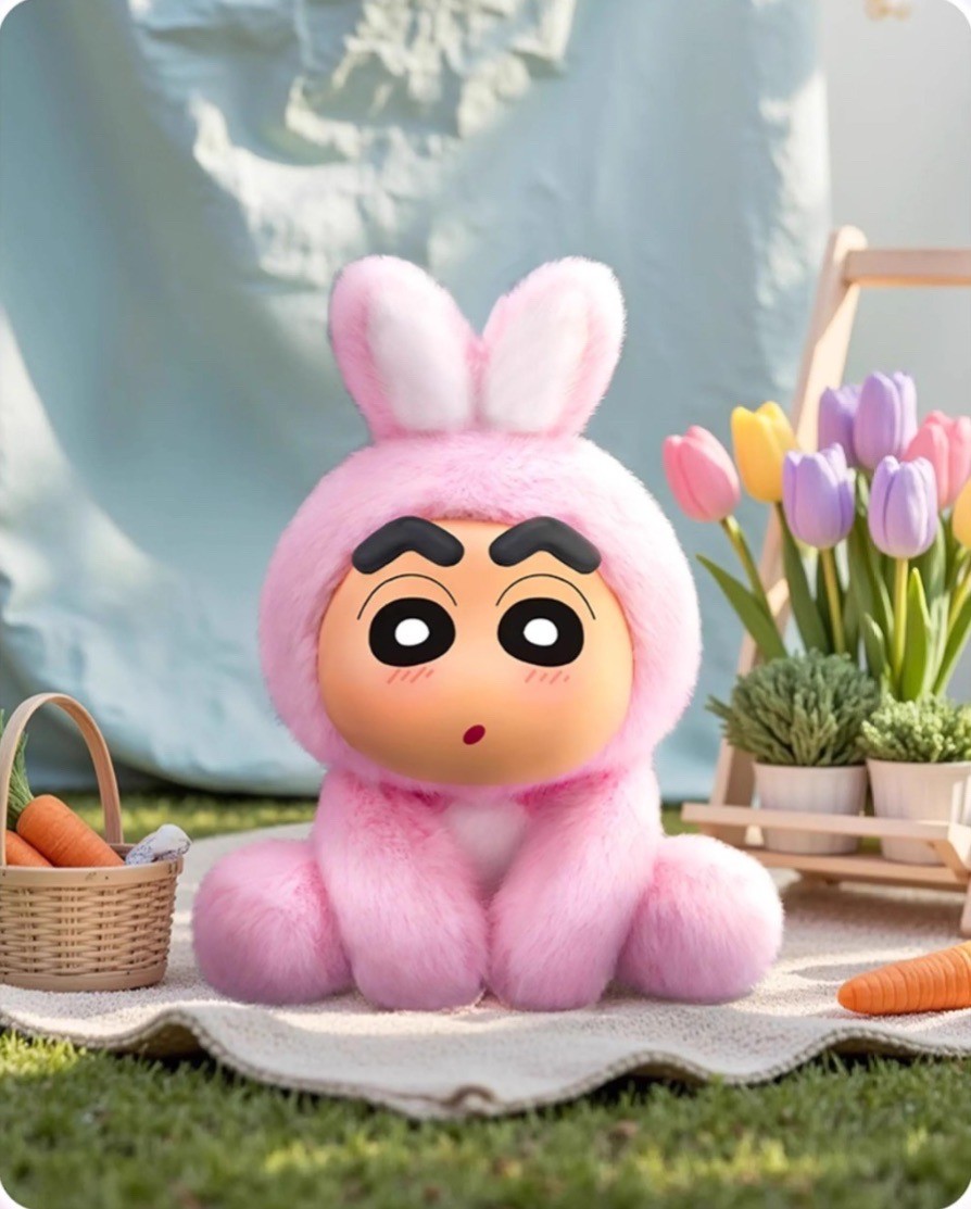 ตุ๊กตาพวงกุญแจ ชินจัง ลิขสิทธิ์แท้ - Crayon Shinchan Zuozuo Sitting Party Series Plush Keychain by Eaki