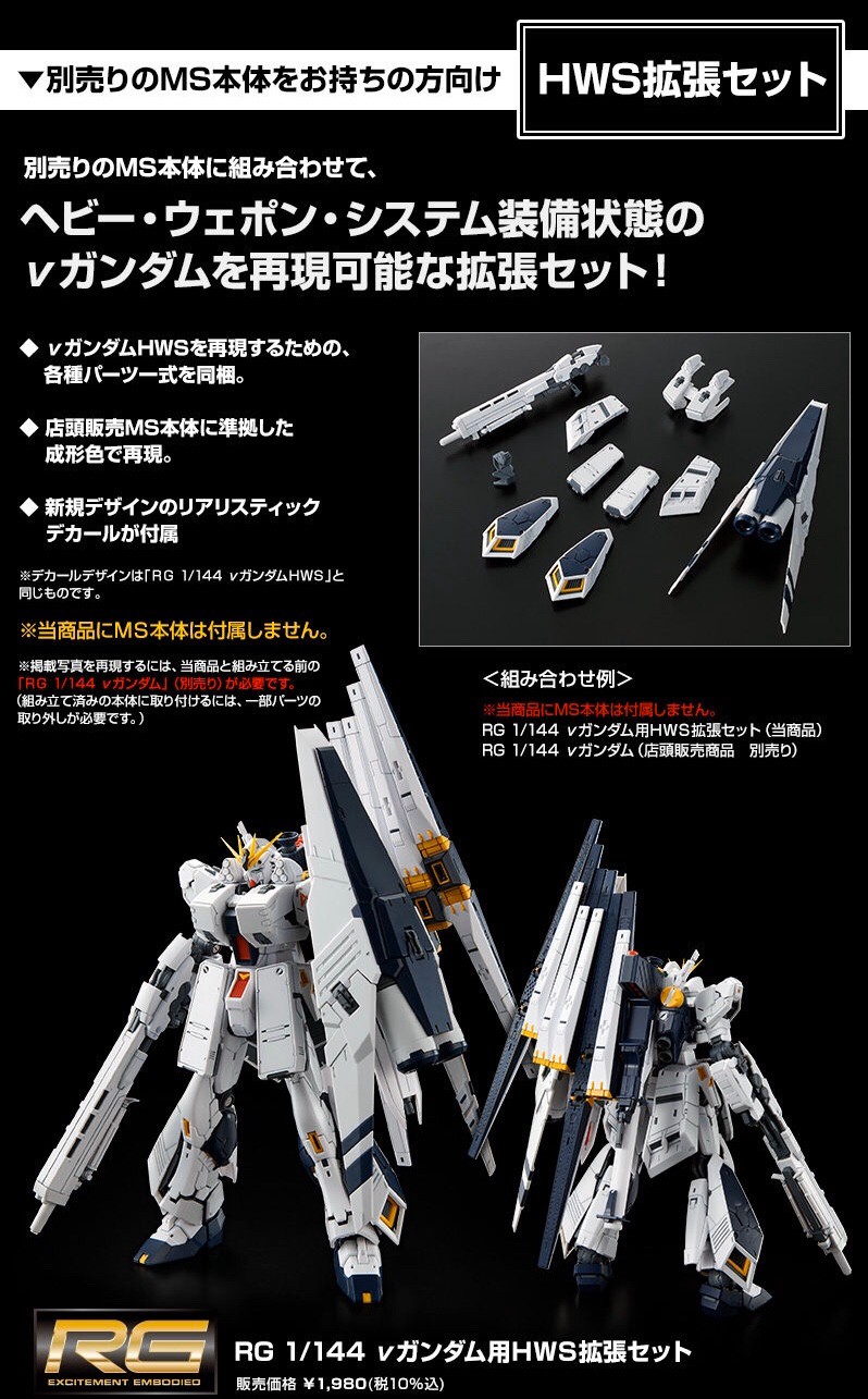 PRE-ORDER : RG 1/144 HWS Expansion Set (for Nu Gundam) Plastic Model