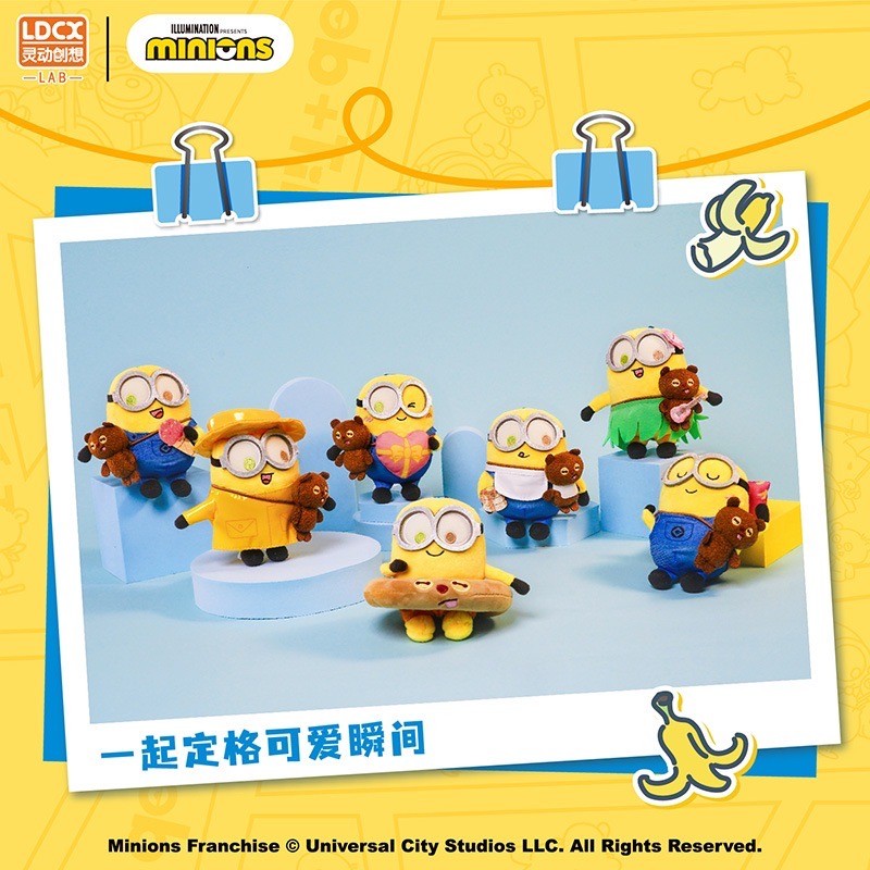 ตุ๊กตา พวงกุญแจ มินเนี่ยน Minions - Bob+Tim Bear Warm Daily Plush keychain Series by LCDX