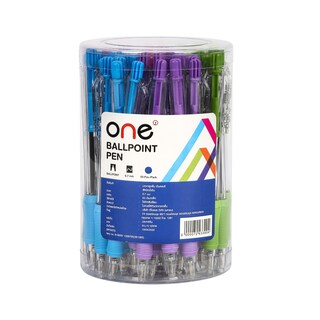 ปากกาลูกลื่น ONE B-5805 0.7มม. หมึกสีน้ำเงิน ด้ามคละสี 50 ด้าม/แพ็ค