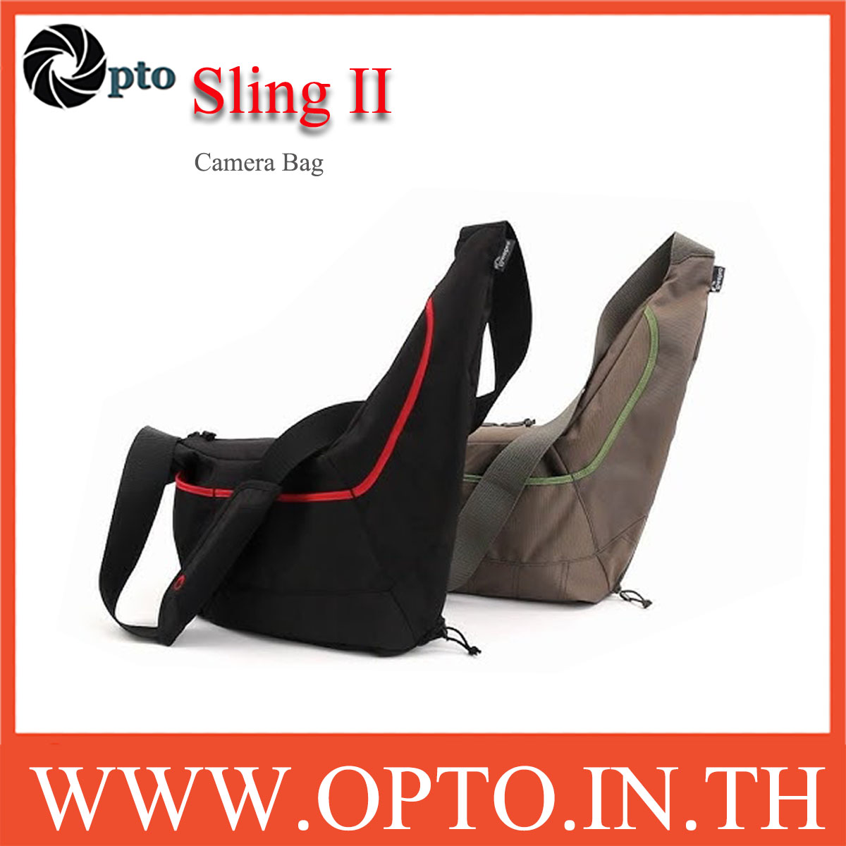 Lowepro Passport Sling II กระเป๋ากล้องดีไซน์เก๋ มีสีดำและสีเขียวอมน้ำตาล