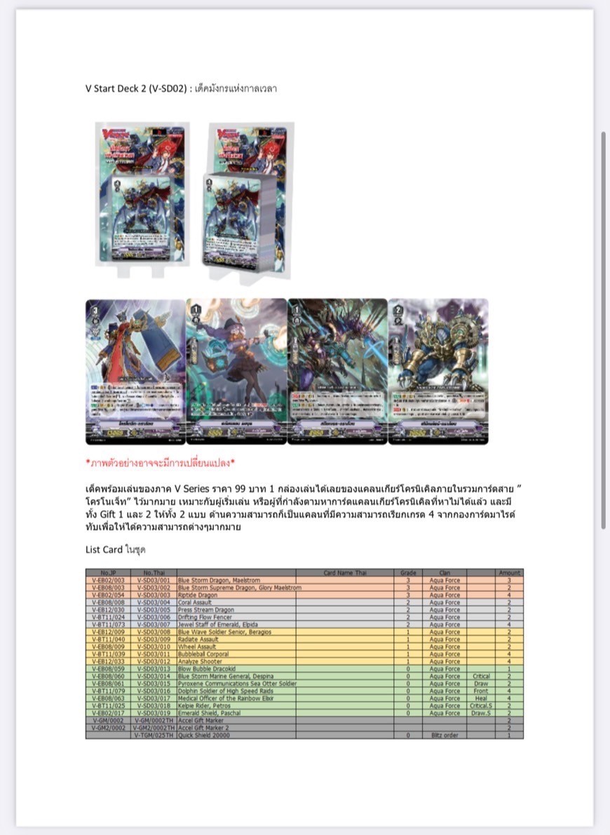 การ์ดแวนการ์ด Vanguard - VGT-V-SD01 / SD02 / SD03 / SD04