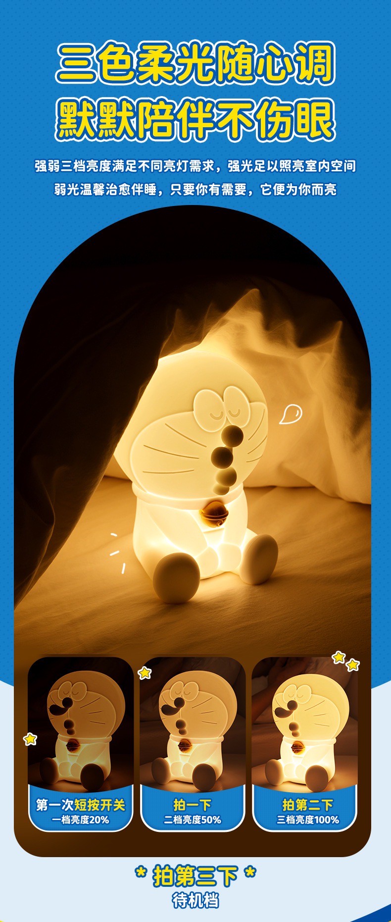 โคมไฟโดราเอม่อน ลิขสิทธิ์แท้ - Doraemon Sleep Companion Pat Night Light Series LED Lamp by ROCK