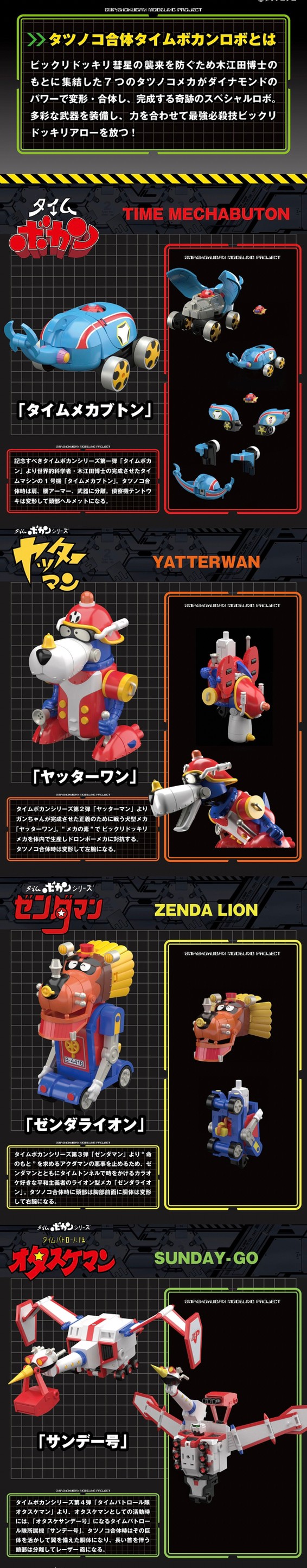 PRE-ORDER : SMP [SHOKUGAN MODELING PROJECT] Tatsunoko Production 60th Anniversary Tatsunoko Combined Time Bokan Robo SP Set