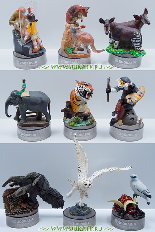 งานฝา กาชาปอง Yokohama Zoo Zoorasia Lunch Jungle Cracker Bottle Cap Trading Figure Collection by Kaiyodo (Set of 9)