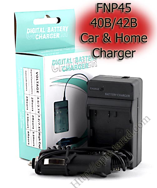 Home + Car Battery Charger For Olympus FNP45/40B/42B
