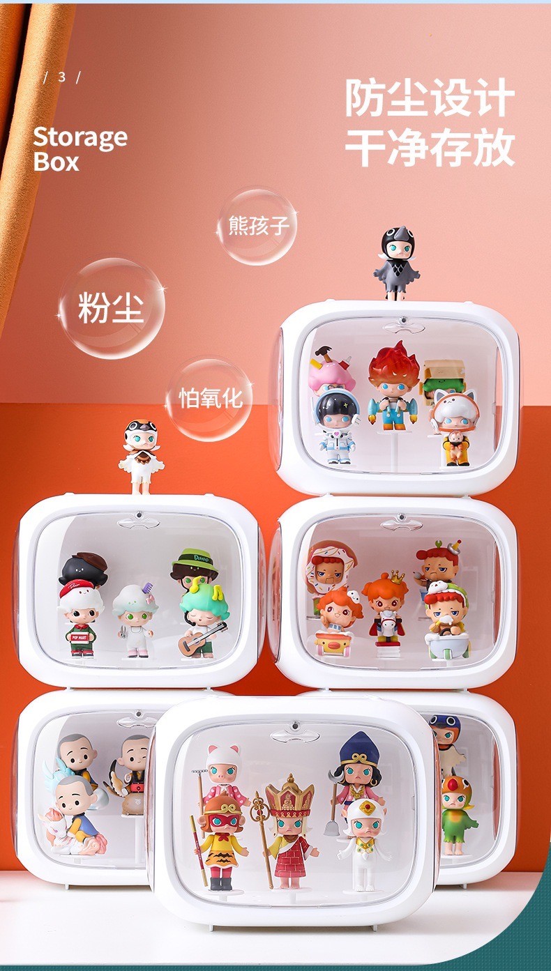 กล่องแคปซูลใส่โมเดล Model Showcase กันฝุ่น สีขาว ไม่มีไฟ