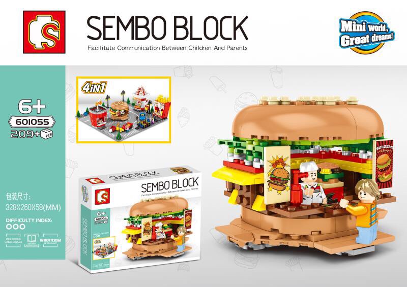 Sembo Block 601055-601058 fast food store 4 in 1