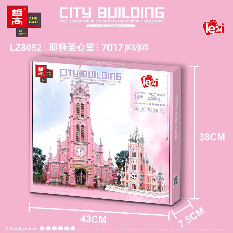 Zhe gao LZ 8052 Ho Chi Minh Pink Church 7017pcs