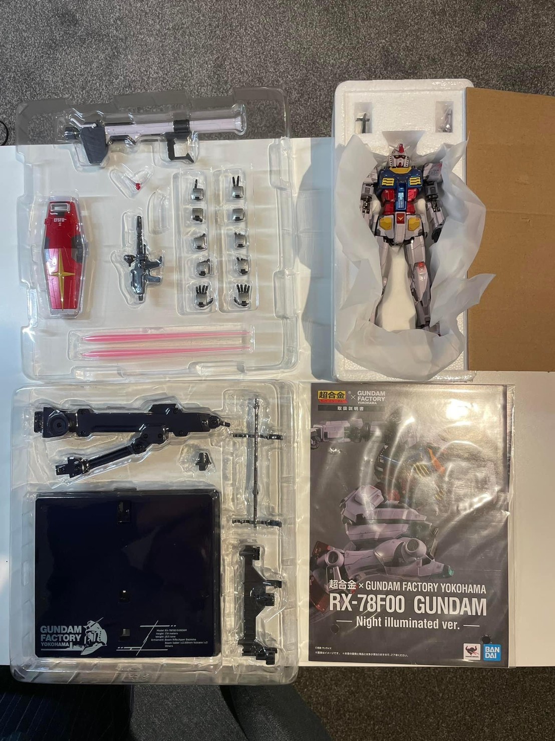 หุ่นเหล็ก Gundam - Chogokin X GUNDAM FACTORY YOKOHAMA RX-78F00 GUNDAM -Night illuminated ver.- by Premium Bandai (Lot JP มีกล่องน้ำตาล