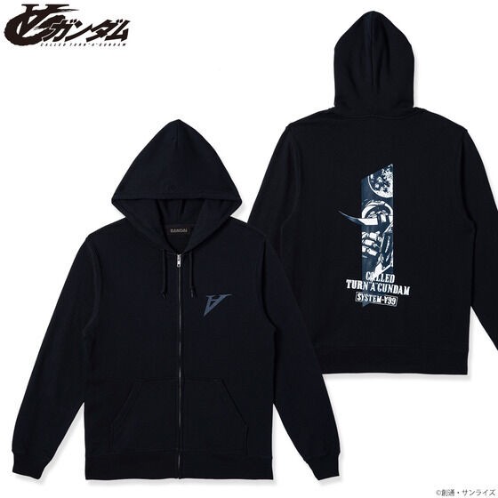 PRE-ORDER : ∀ Gundam Glow in the Dark Print Zip Hoodie Moon Pattern