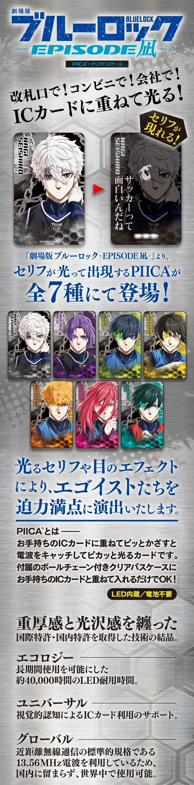 PRE-ORDER : BLUE LOCK THE MOVIE -EPISODE NAGI- PIICA+ Clear Pass Case (7 types)