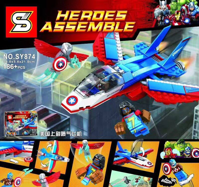 SY874 Heroes Assemble Captain America Jet Pursuit 186pcs