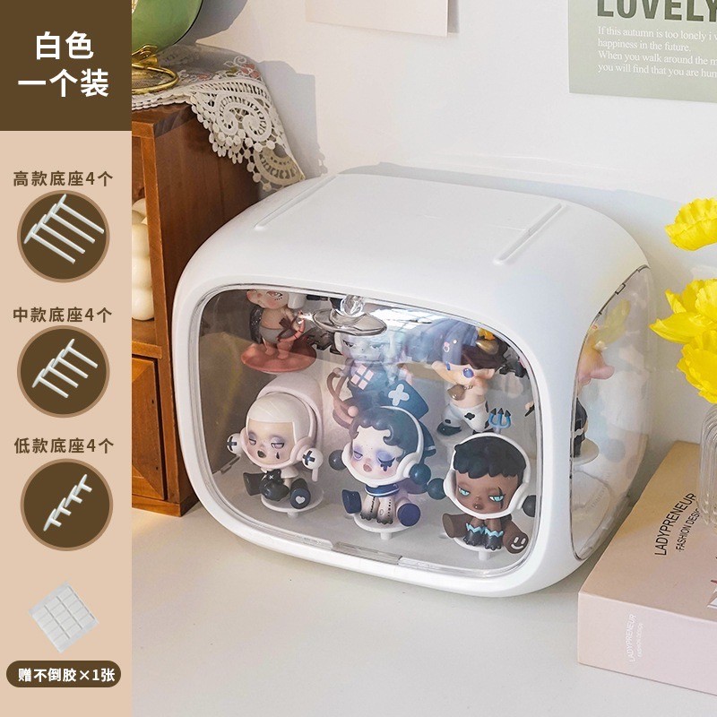 กล่องแคปซูลใส่โมเดล Model Showcase กันฝุ่น สีขาว ไม่มีไฟ