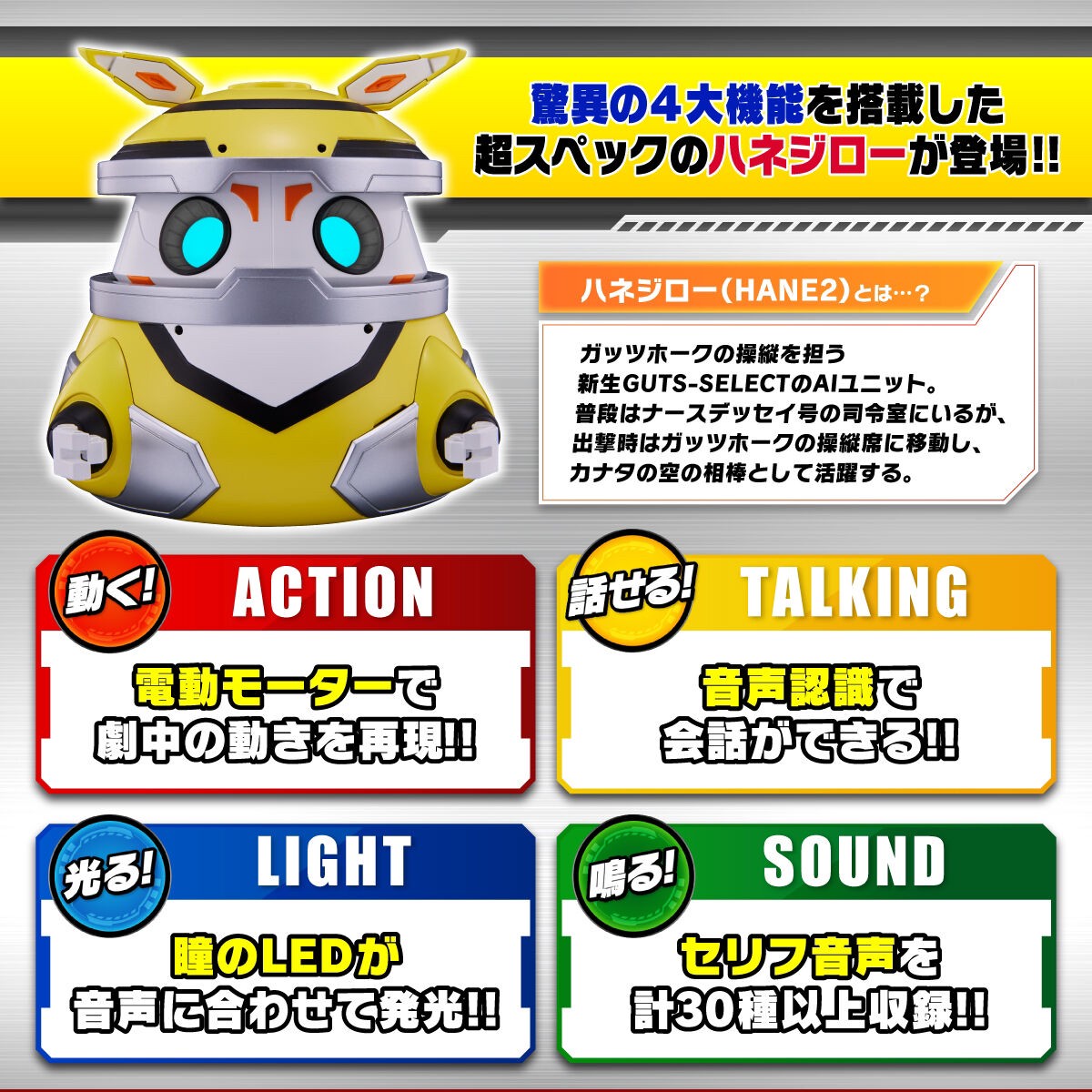 PRE-ORDER : Ultraman Decker Moves! I Can Speak! Shine! Ring! Hanejiro (HANE2)