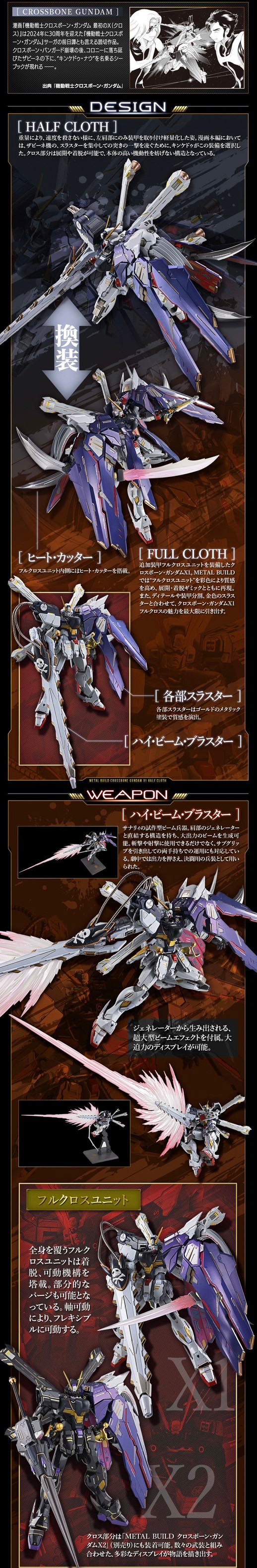 PRE-ORDER : METAL BUILD CROSSBONE GUNDAM X1 HALF CLOTH (KINKEDO CUSTOM)