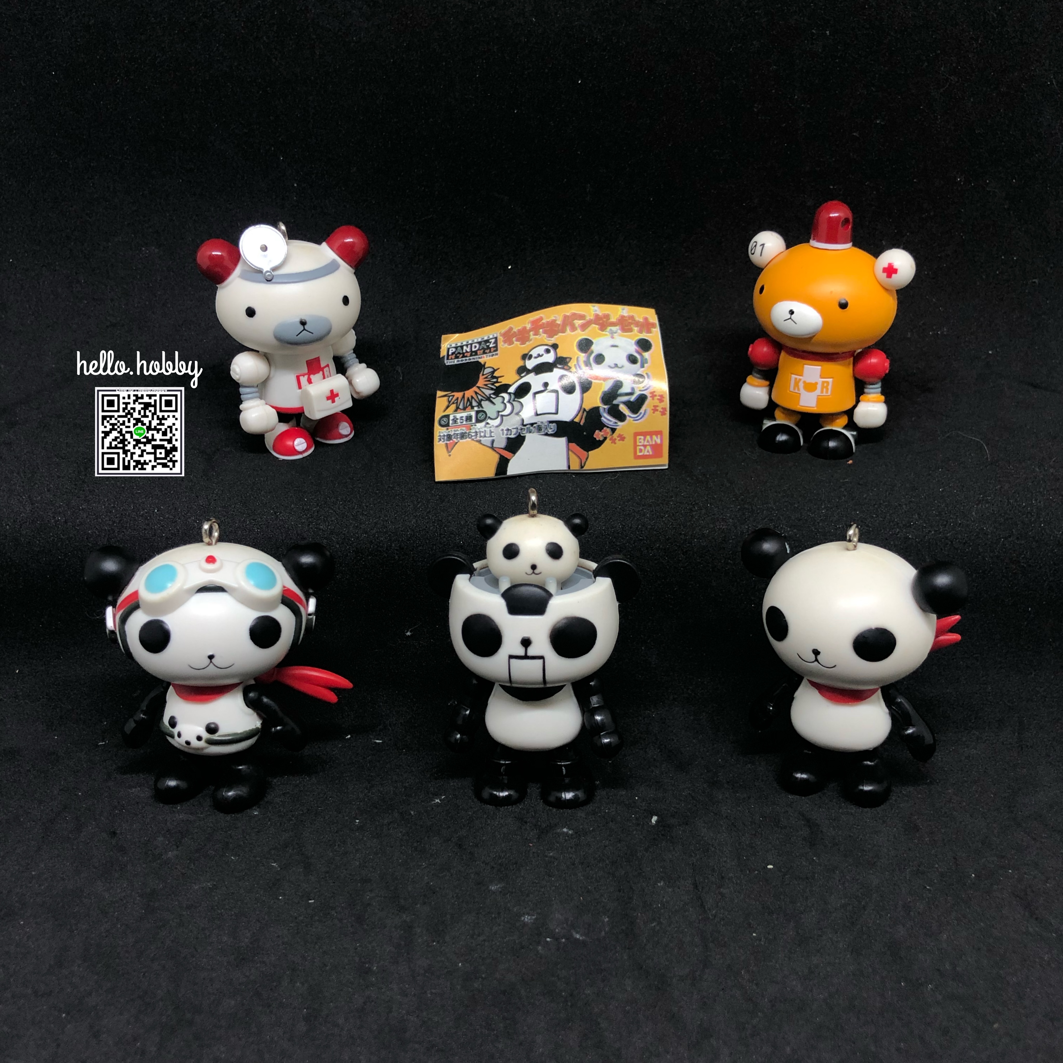 Gashapon พวงกุญแจ : Panda-Z: The Robonimation Movable Puppets Gashapon Keychain by Bandai (Set of 5)