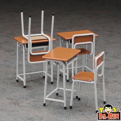 $ 1/12 Posable Figure Accessory Parts FA01 School Desks and Chairs Plastic Model