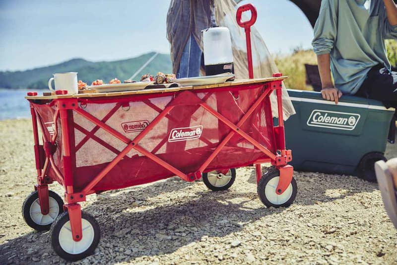 Coleman outdoor wagon roll wood table