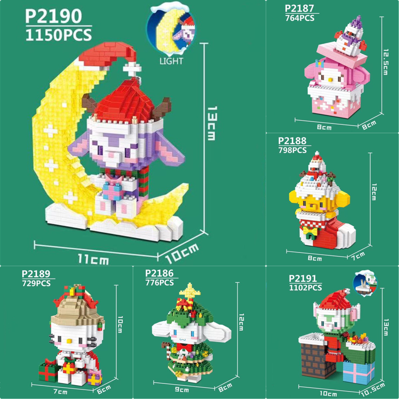 YKO P 2186 - 2190 - Sanrio x Disney Christmas - Stella Lou / Gelatoni / Hello Kitty / My Melody / Cinnamoroll / Pompompurin