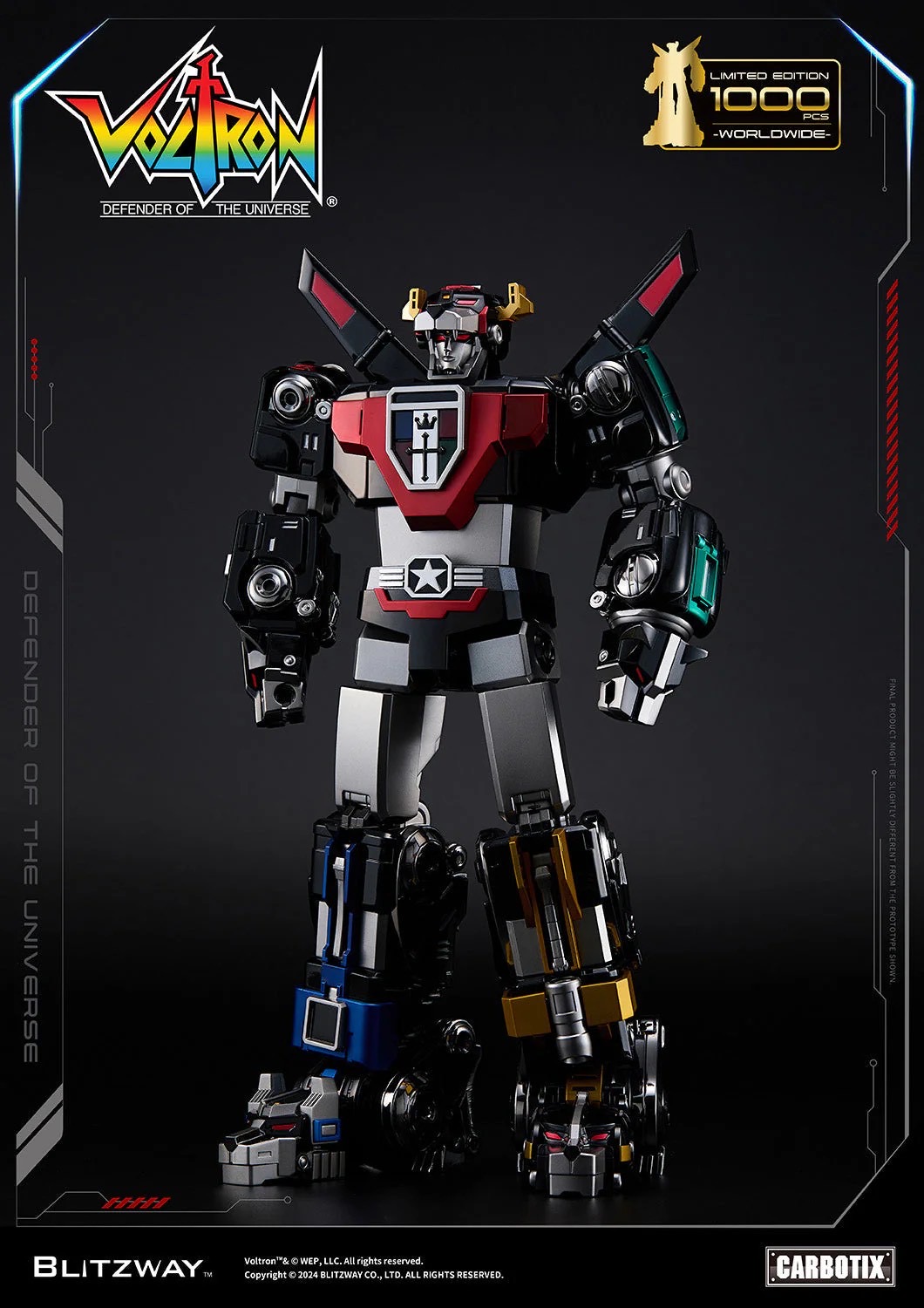 หุ่นยนต์ CARBOTIX - *Limited 1,000 pcs Worldwide* Carbotix Black Voltron & Base Complete Set by Blitzway (หุ่น+ฐาน+อาวุธเสริม) (มีกล่องน้ำตาล)