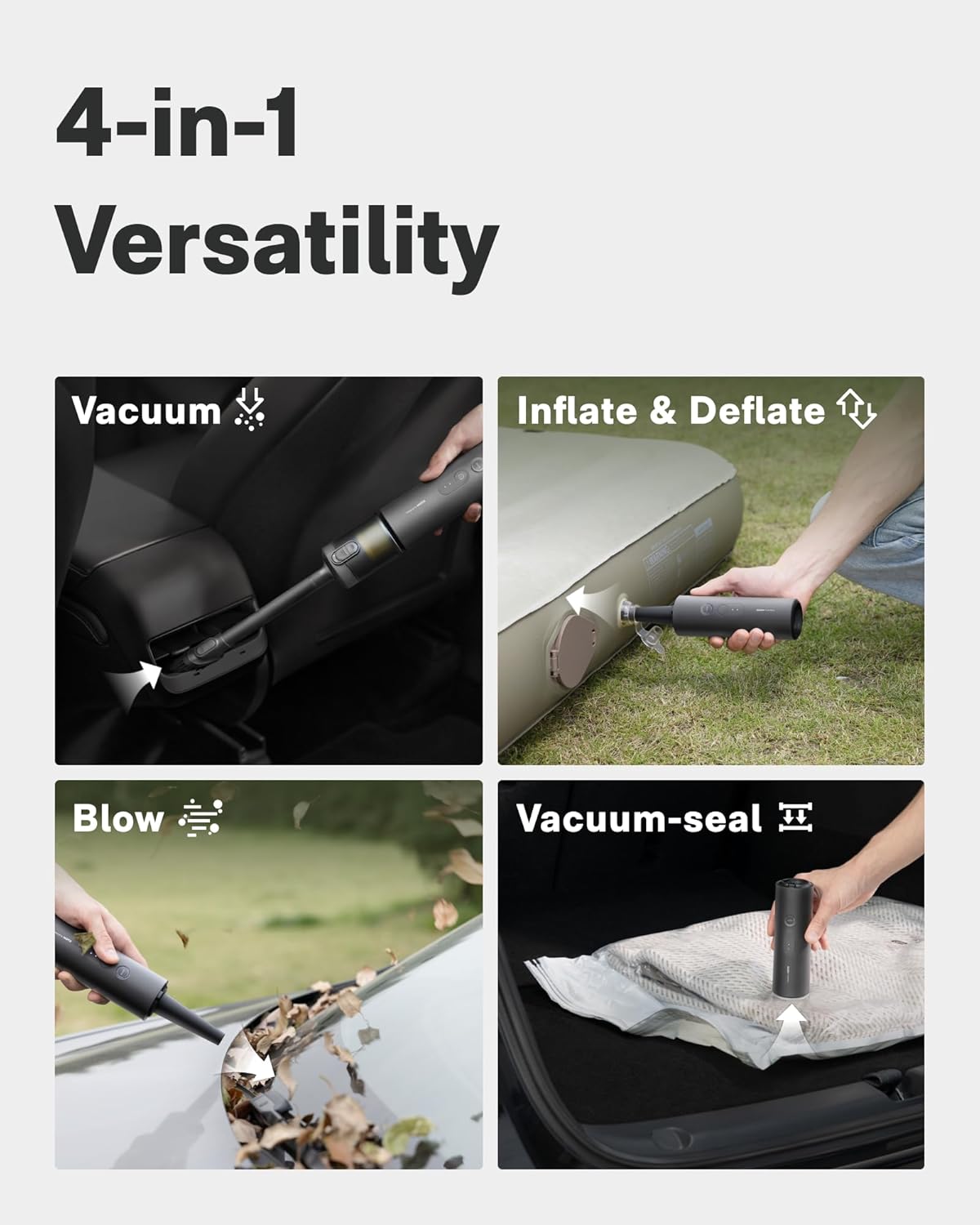 Tesla X HOTO Handheld Car Vacuum Cleaner Cordless, 4-in-1 Portable Mini Vacuum with 20000Pa