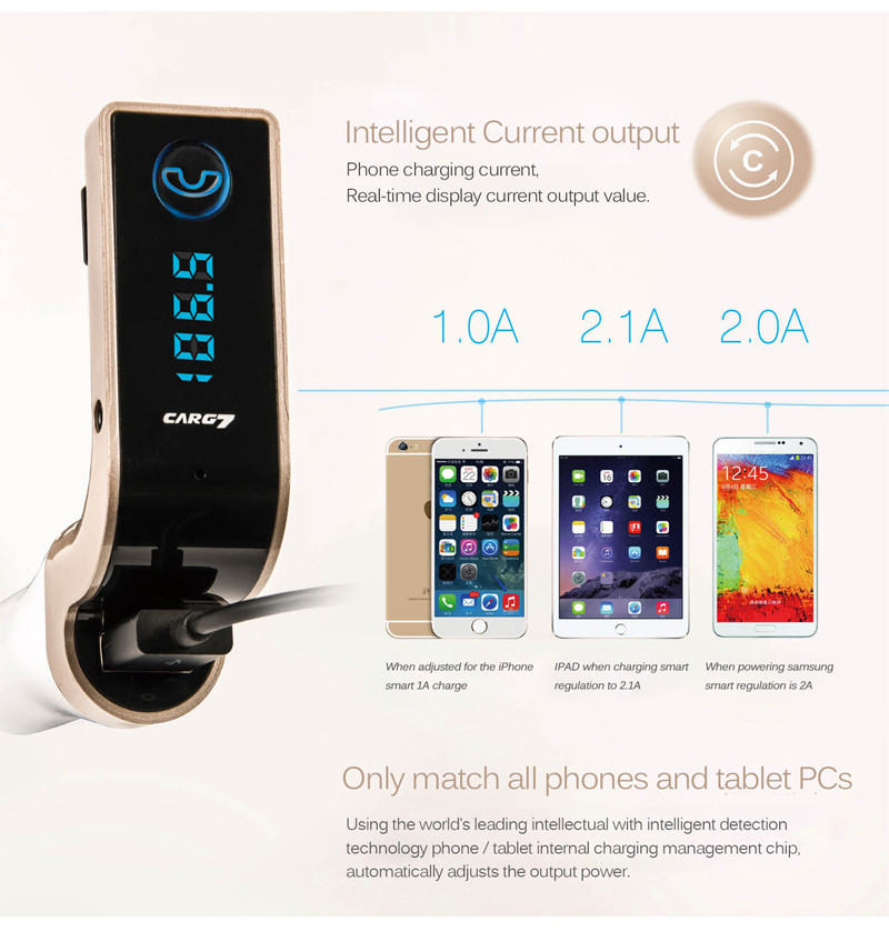 Car G7 USB Bluetooth สีทอง