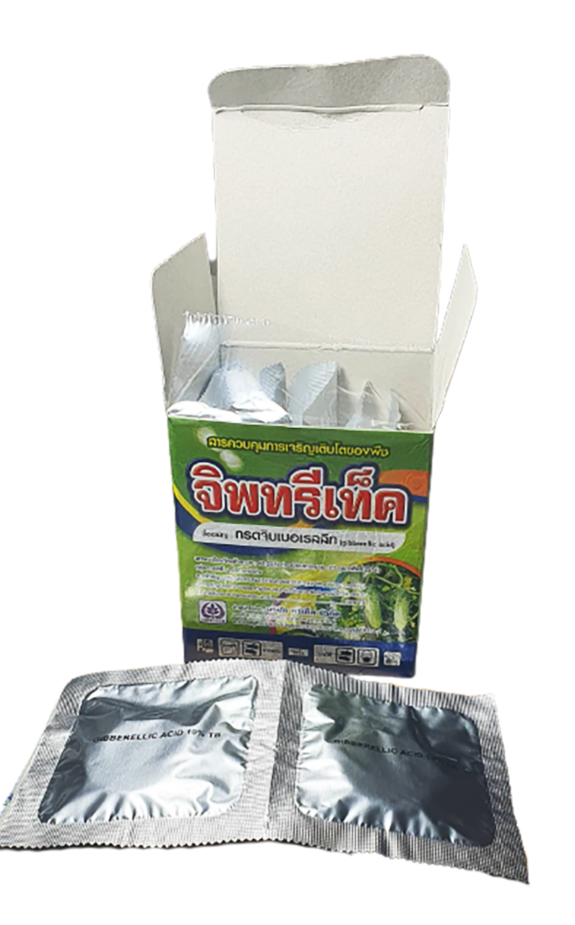 จิพทรีเท็ค(Gibberrelic acid)20%TB: กระตุ้นการยืดยาว กิ่งก้าน ข้อปล้อง ขั้วผล-ขั้วดอก กระตุ้นแตกยอด-ใบอ่อน ยืดยอดแตกใหม่ ขยาขนาดผลเพิ่มน้ำหนัก ขนาดเม็ดใหญ่