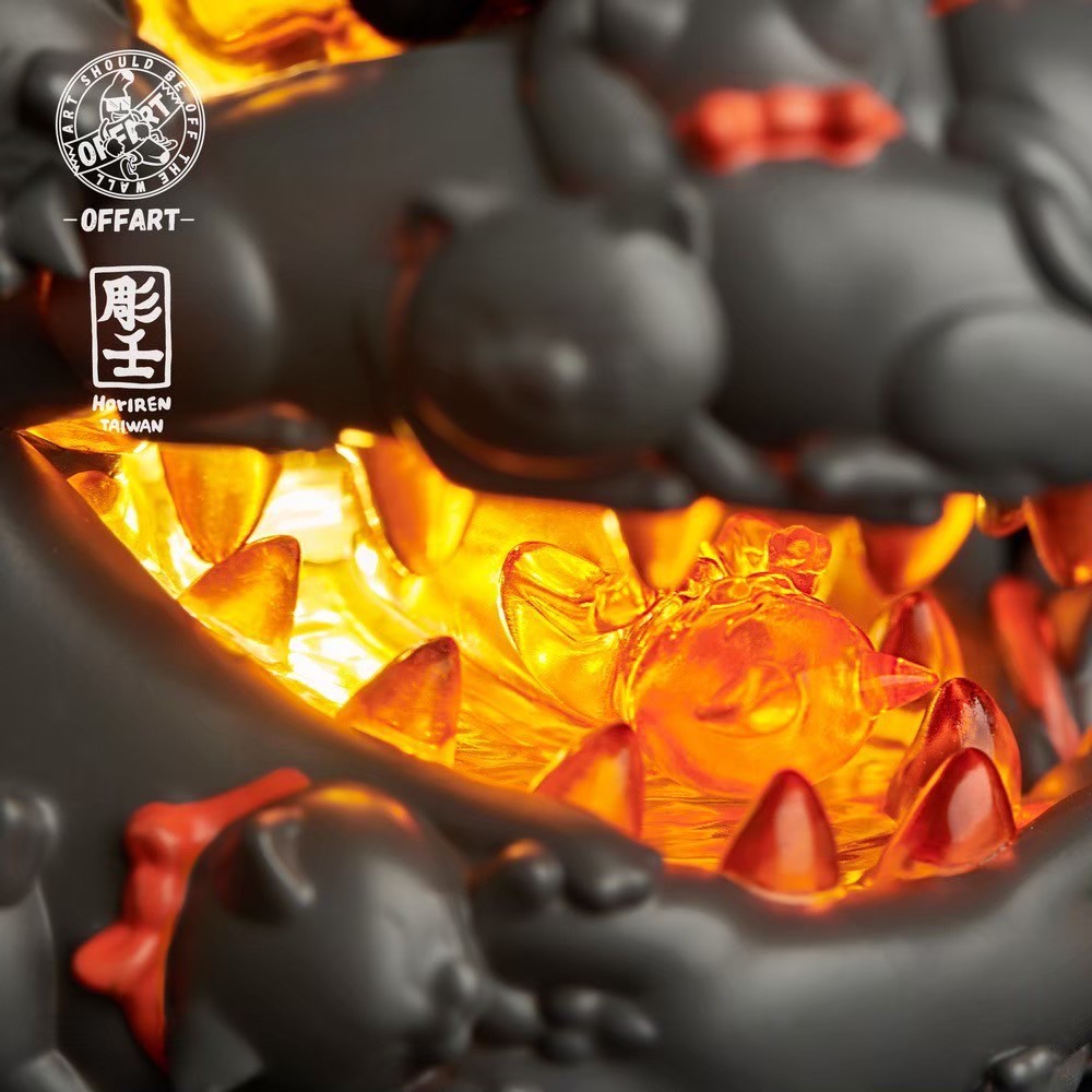 โมเดลก็อตซิล่าแมวกวักมีไฟ Godzilla - Godzilla Red Flame Hundred Cats Mini Bust Fortune Black / White by OFFART x Horiren (มีกล่องน้ำตาล)
