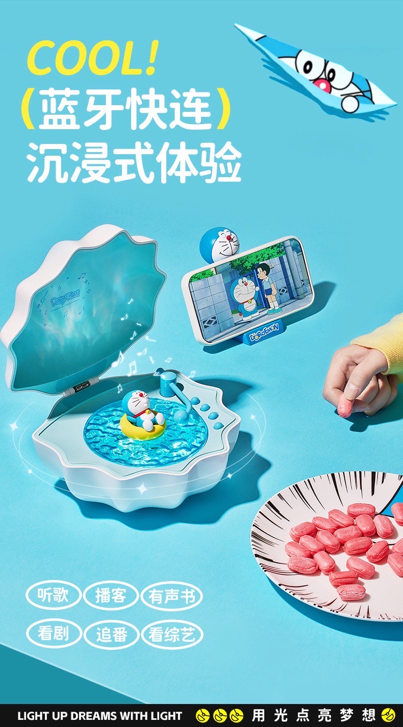 ร้าน🇹🇭 พร้อมส่ง✨ ลำโพงบลูทูธโดเรม่อน มีไฟ ลิขสิทธิ์แท้ Doraemon Shell Lamp Speaker