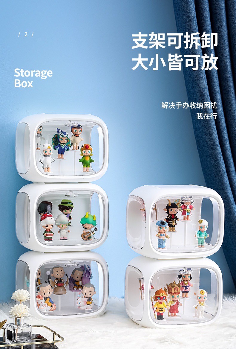 กล่องแคปซูลใส่โมเดล Model Showcase กันฝุ่น สีขาว ไม่มีไฟ