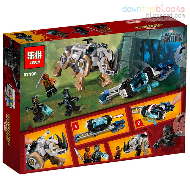Lepin 07100 Black Panther Rhino Face-Off by the Mine 257pcs