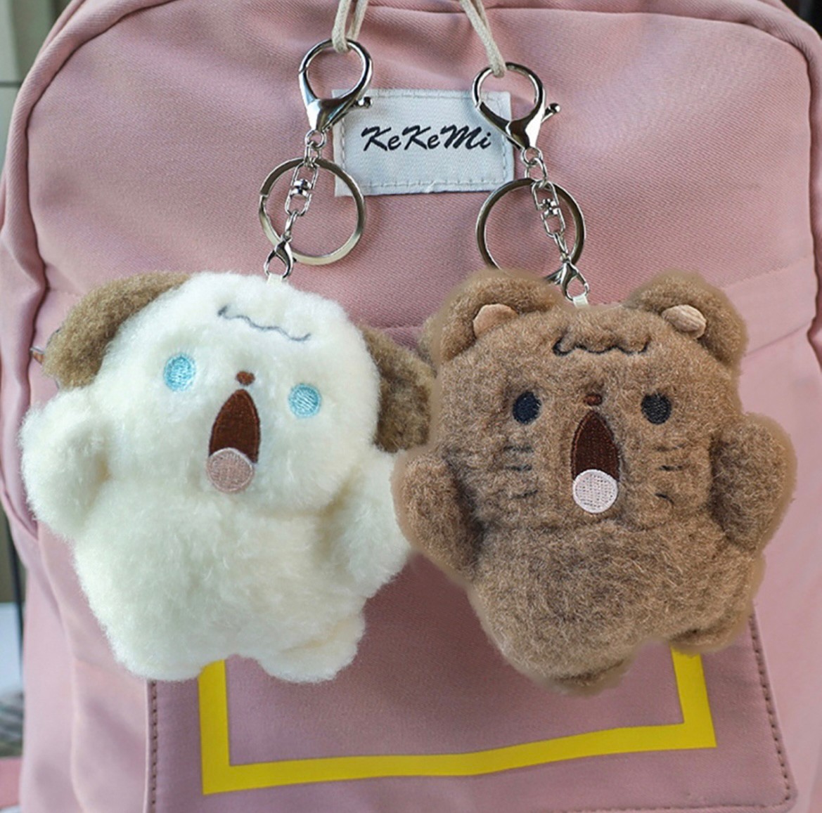 พวงกุญแจ Screaming & Shouting Puppy Dog 🐶 Kitten Cat 🐱 Teddy Bear 🐻 Bunny Rabbit 🐰 Fluffy Plush Keychain