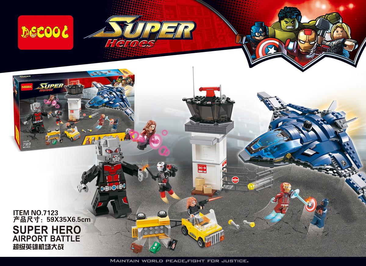 Decool 7123 Super Hero Airport Battle 807pcs