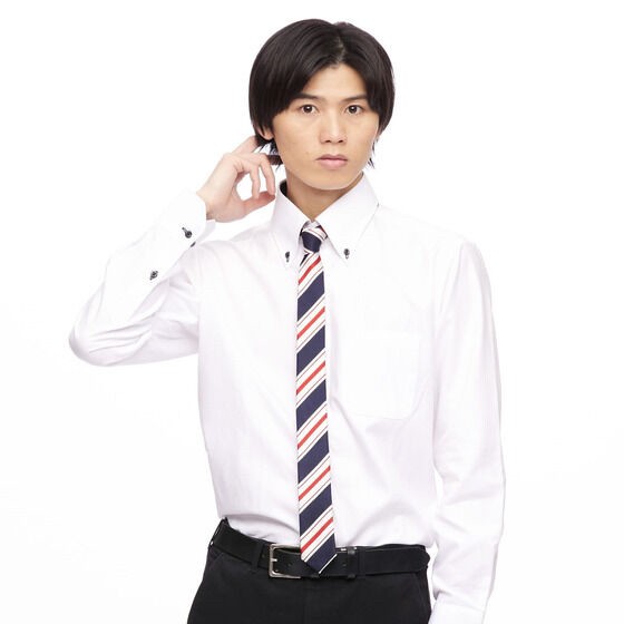 PRE-ORDER : Kamen Rider Drive Shinnosuke Tomari Necktie Navy x Red Stripe (Large Sword Width 5 cm)