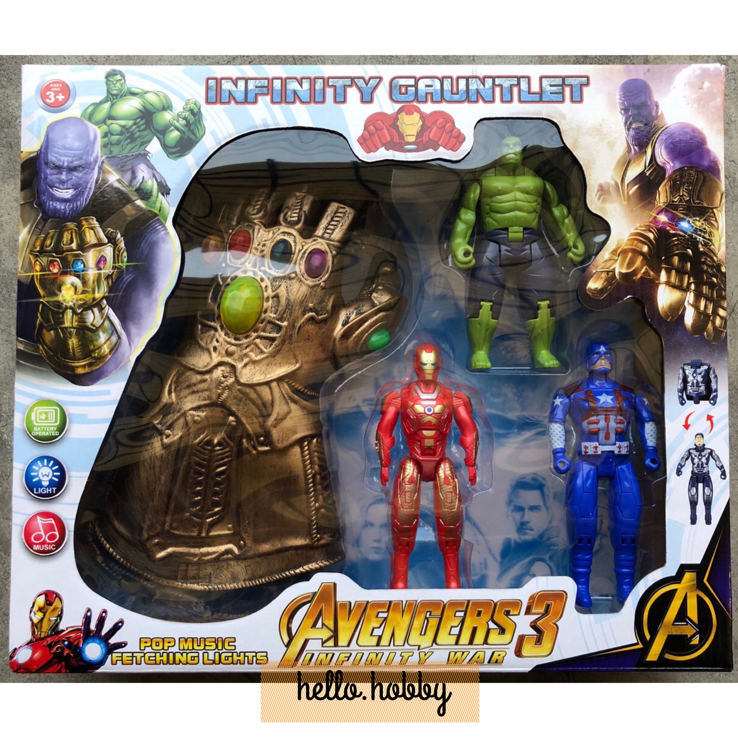 ถุงมือทานอส + ฟิกเกอร์อเวนเจอร์ งานจีนมีเสียงมีไฟ