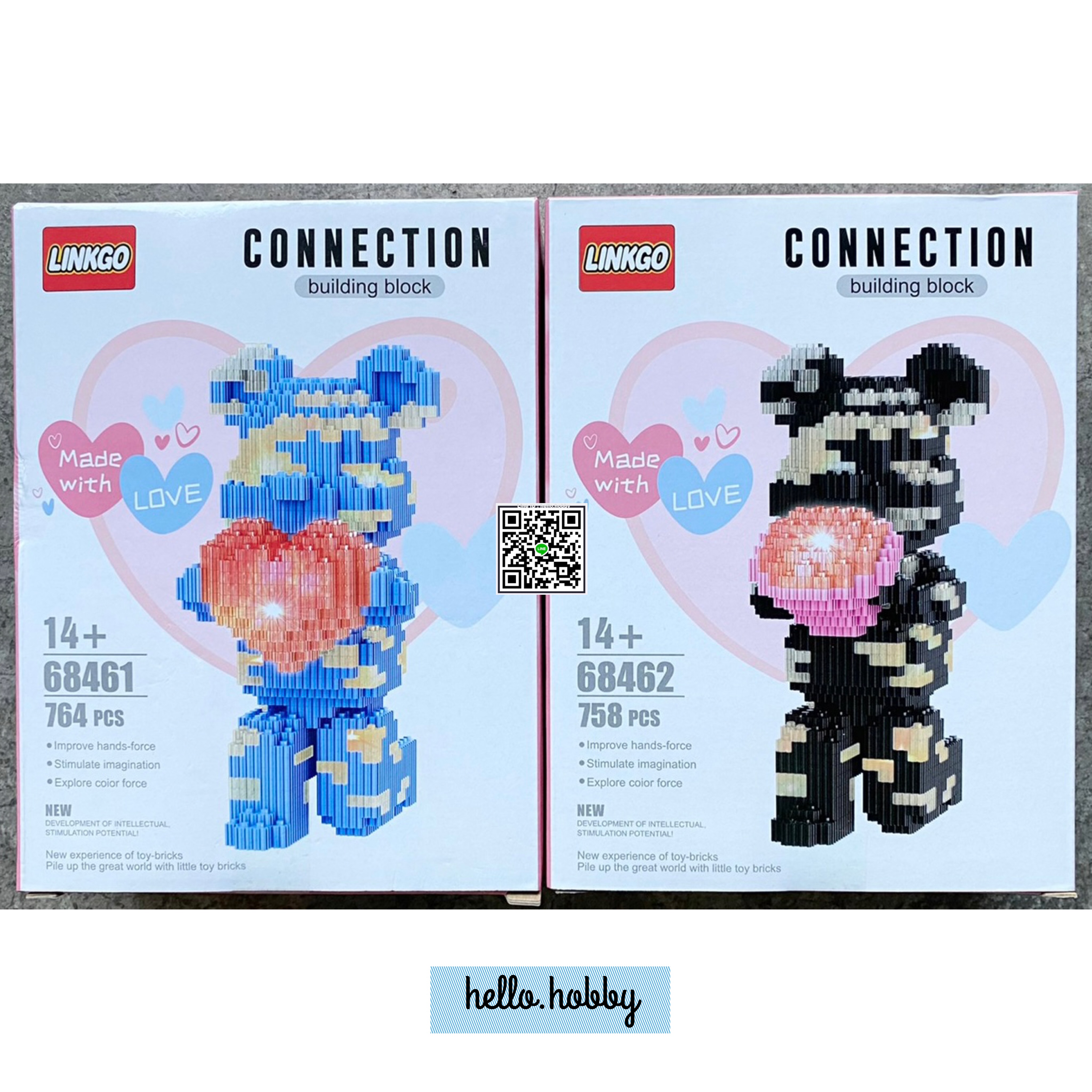 Linkgo 68461-68482 Bearbrick มีไฟ