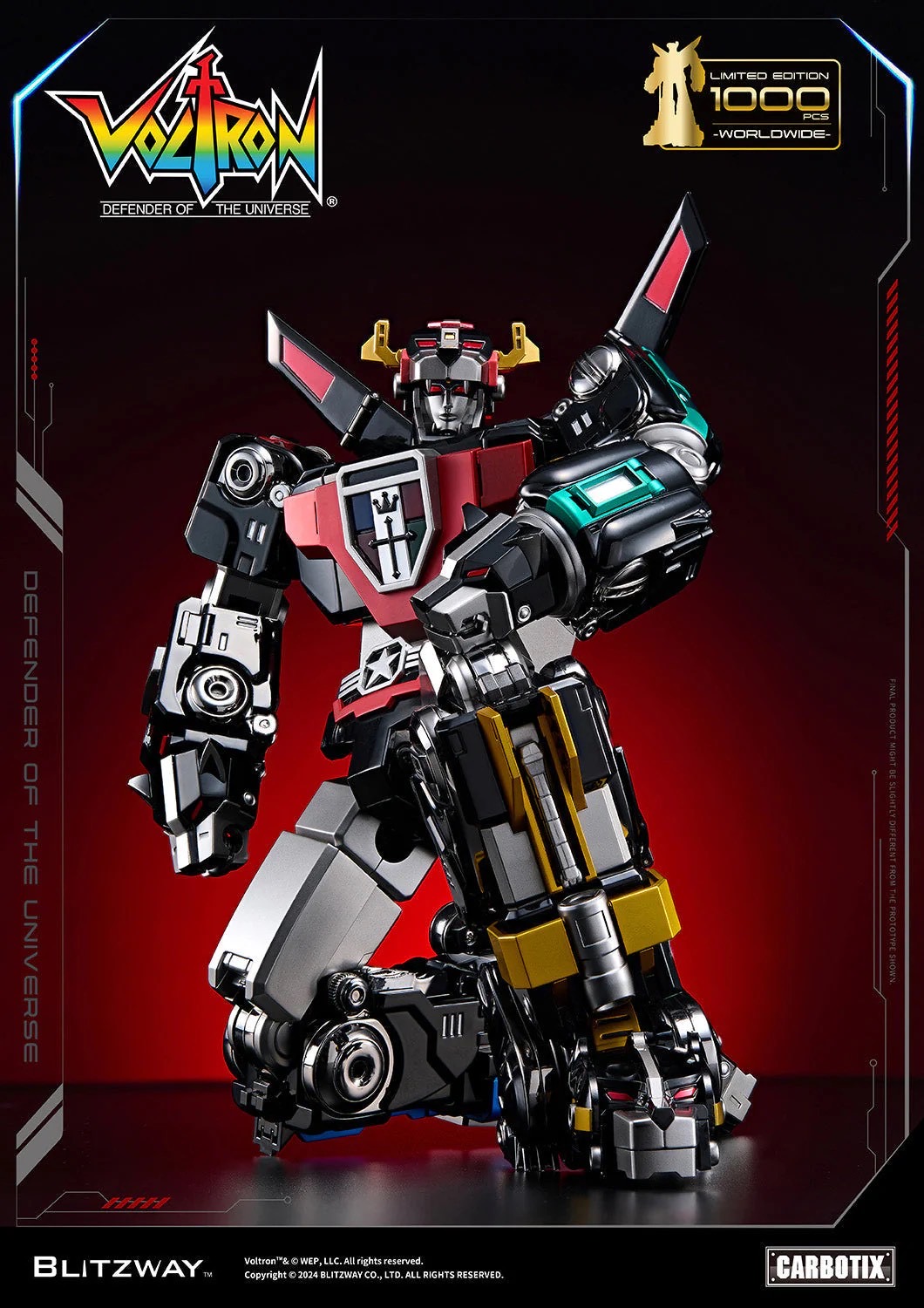หุ่นยนต์ CARBOTIX - *Limited 1,000 pcs Worldwide* Carbotix Black Voltron & Base Complete Set by Blitzway (หุ่น+ฐาน+อาวุธเสริม) (มีกล่องน้ำตาล)