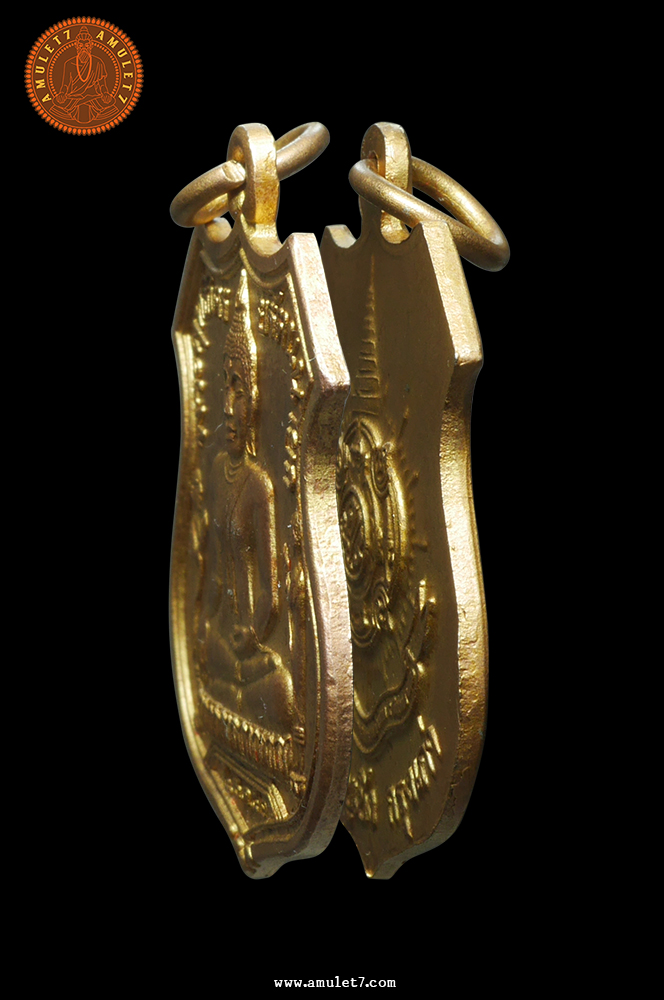 พระอัครสาวก พระปางมารวิชัย หลวงพ่อโต ซำปอกง พระพุทธไตรยรัตนายก วัดพนัญเชิงวรวิหาร อยุธยา ปี 2542 เนื้อทองฝาบาตร หลัง ภปร ครองราชย์ 6 รอบ