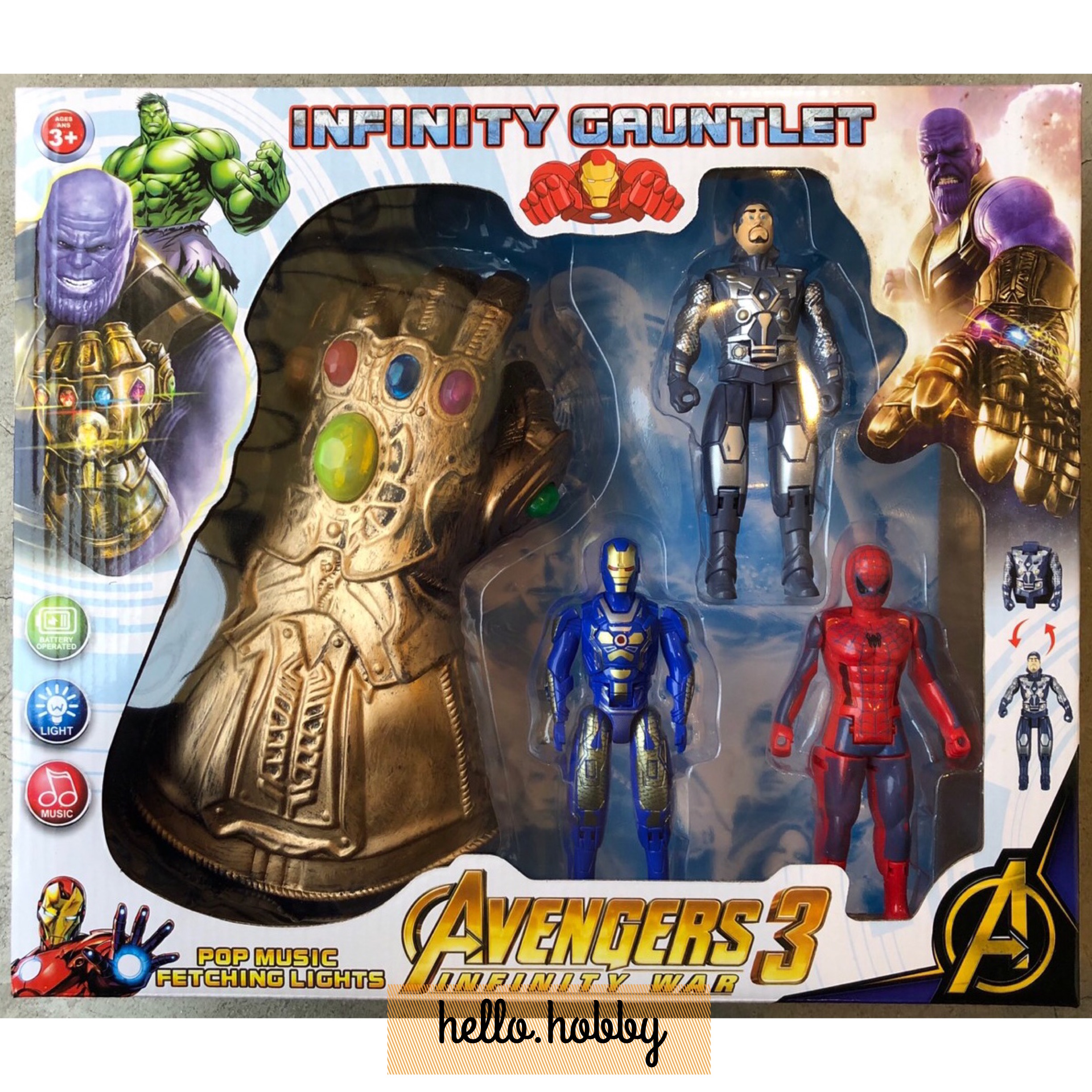 ถุงมือทานอส + ฟิกเกอร์อเวนเจอร์ งานจีนมีเสียงมีไฟ