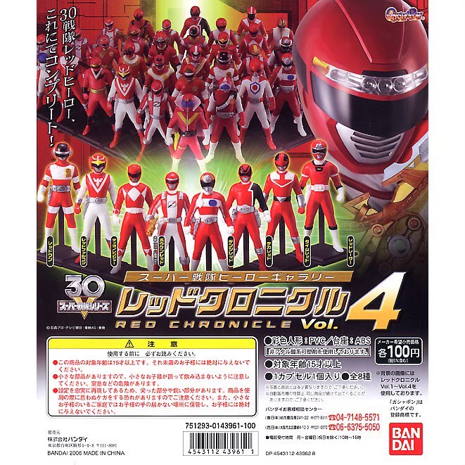 กาชาปอง Super Sentai Hero Gallery: Red Chronicle vol. 4 Gashapon by Bandai (Set of 8)