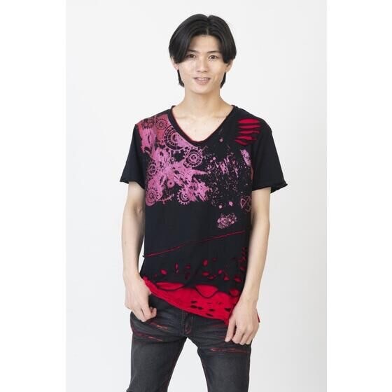 PRE-ORDER : Bakuage Sentai Boonboomger x h.NAOTO Bun Red/Taiya Hando Damaged T-shirt