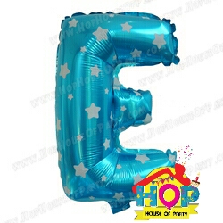 ลูกโป่งฟอยส์ตัวอักษร E ขนาด 14 นิ้ว สีฟ้าลายดาว