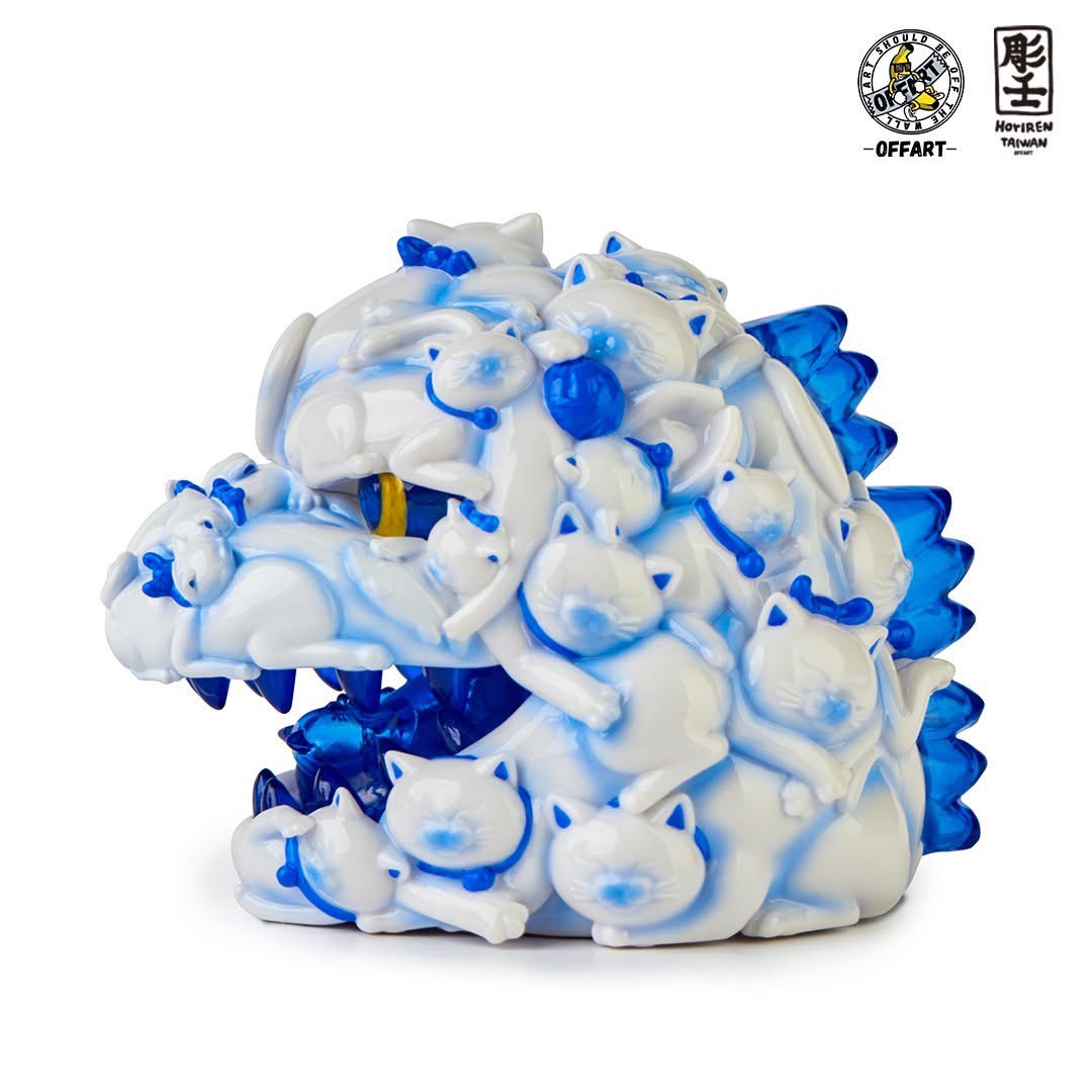 Pre-order : Red Flame Hundred Cats Porcelain / Enamel Red Mini Bust PVC Figure by OFFART x Horiren