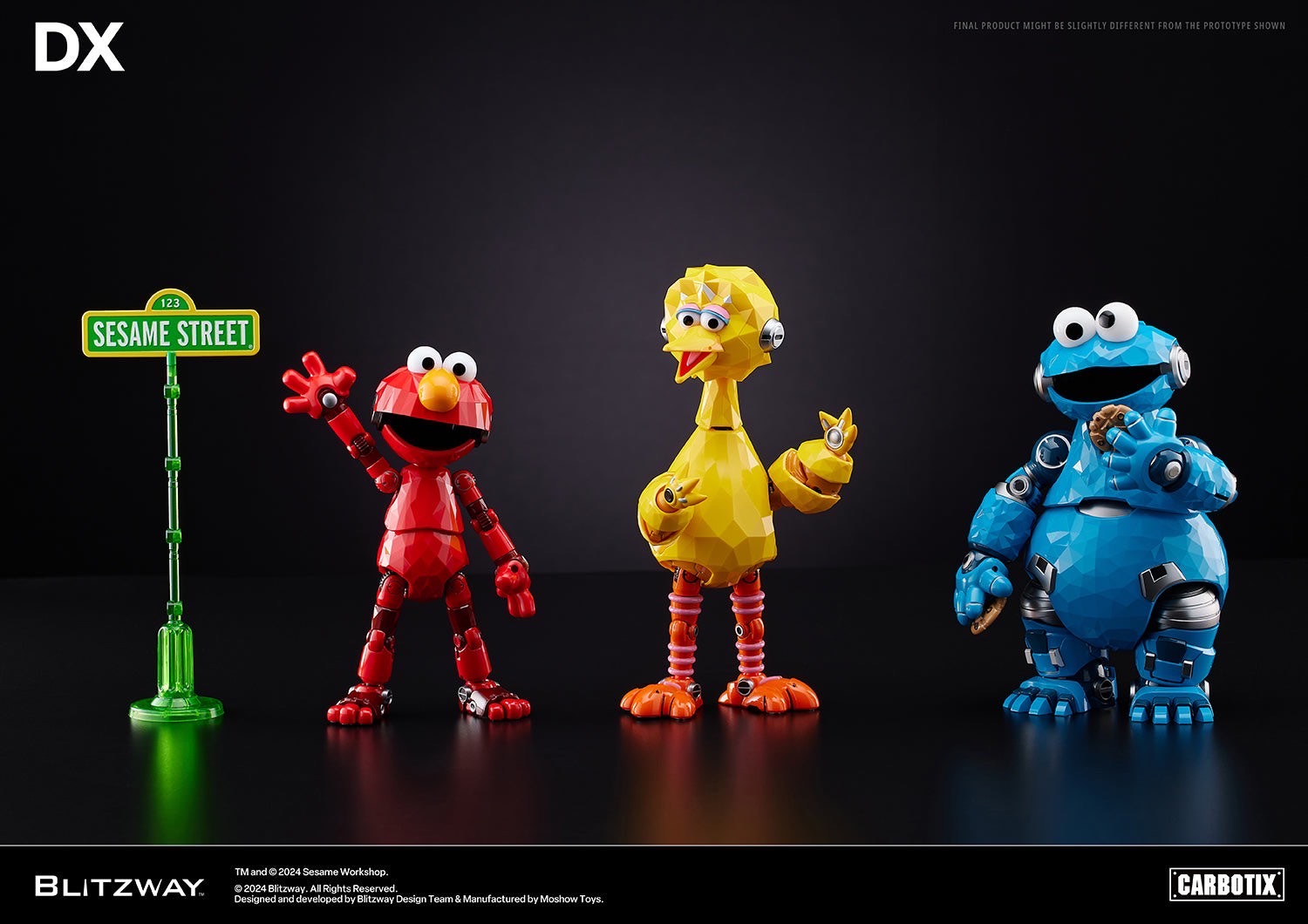 หุ่นยนต์ CARBOTIX - Sesame Street DX Ver. (Set of 3 : Elmo & Cookie Monster & Big Bird) by Blitzway (มีกล่องน้ำตาล)