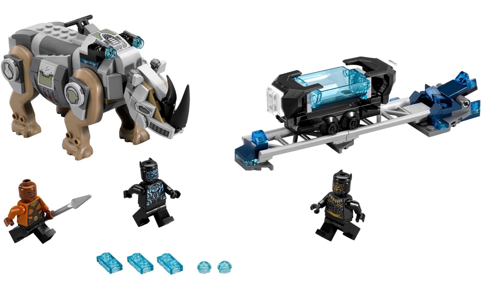 Lepin 07100 Black Panther Rhino Face-Off by the Mine 257pcs