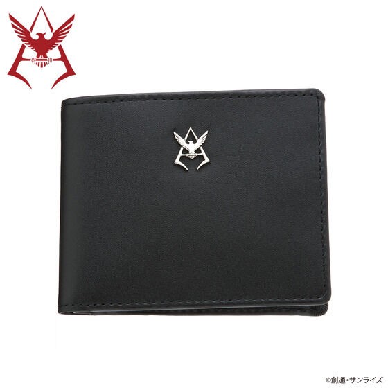PRE-ORDER : Mobile Suit Gundam Leather Item Collection Char's Mark Silver Ver. Bi-fold Wallet