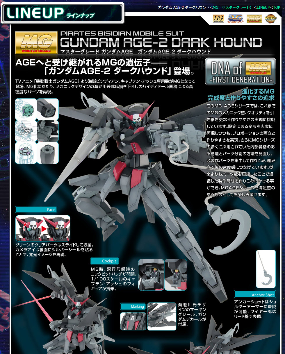 MG 1/100 Gundam AGE-2 Dark Hound by Bandai