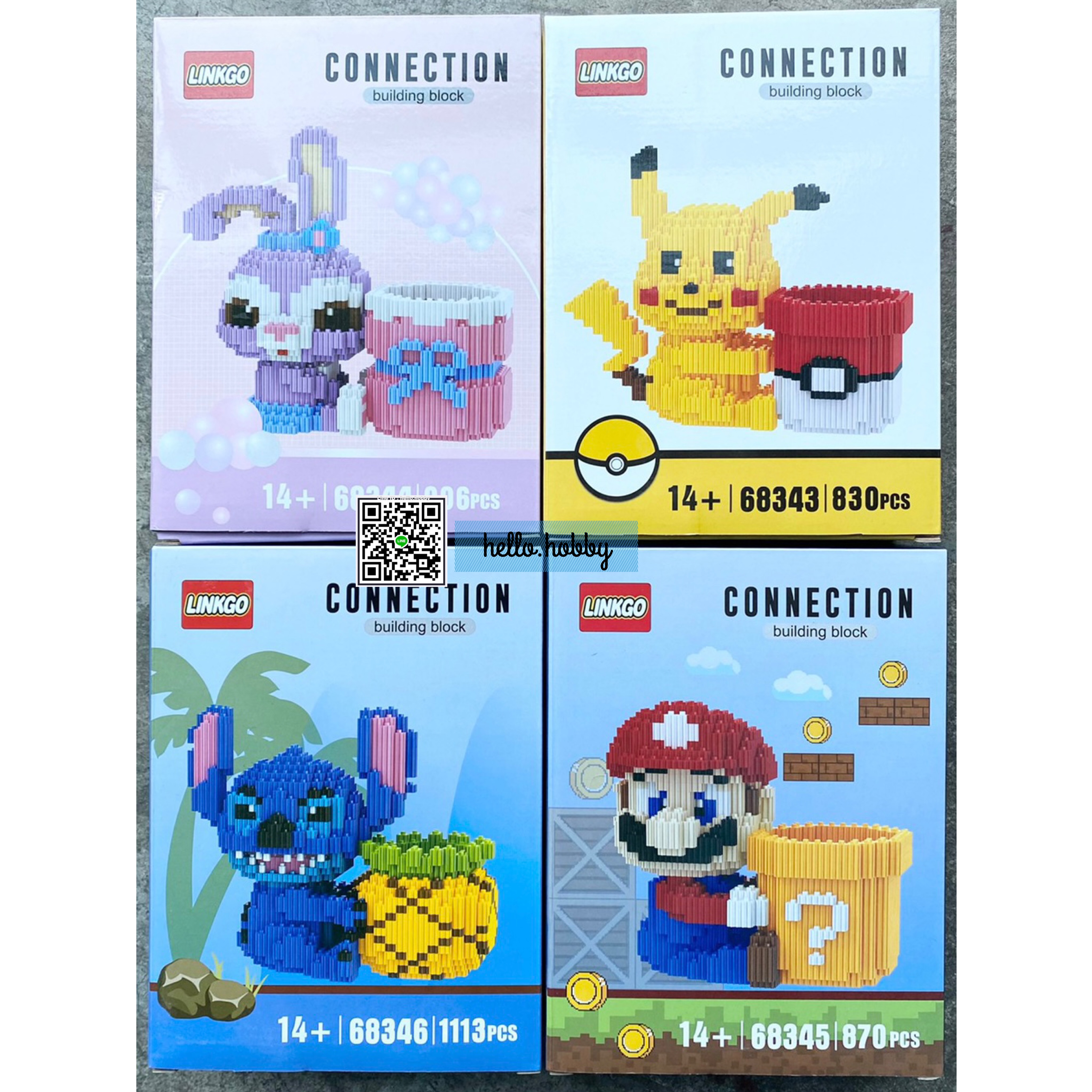 Linkgo 68343-68346 / Lechuan 68539-68543 Sanrio & Disney Pen Holder Pikachu / Stella Lou / Mario / Stitch