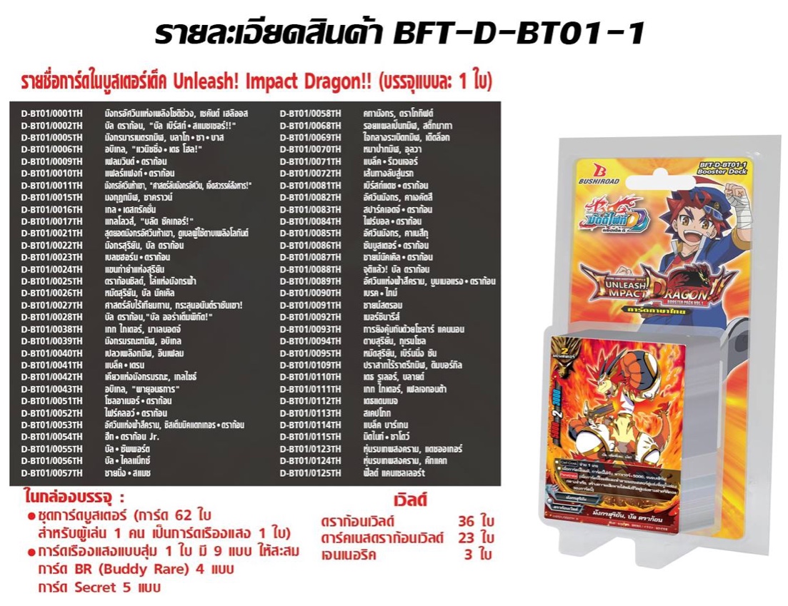 BFT-D-BT01-1 Unleash Impact Dragon ภาค 3 ชุดที่ 2